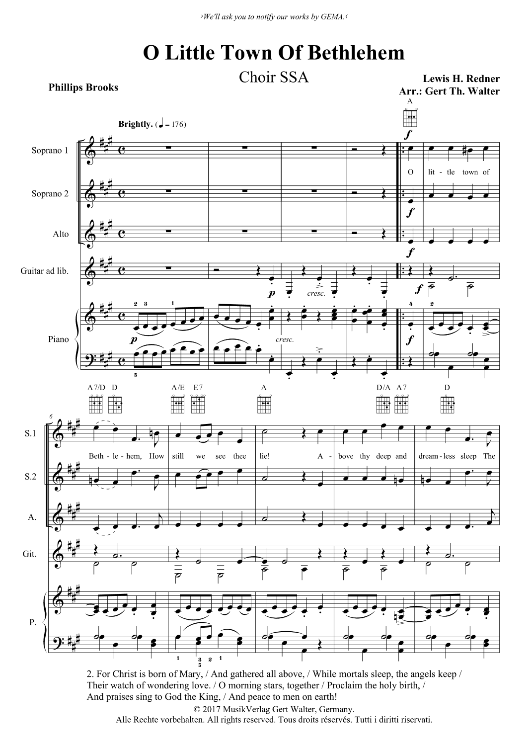 O Little Town Of Bethlehem (arr. Gert Th. Walter)