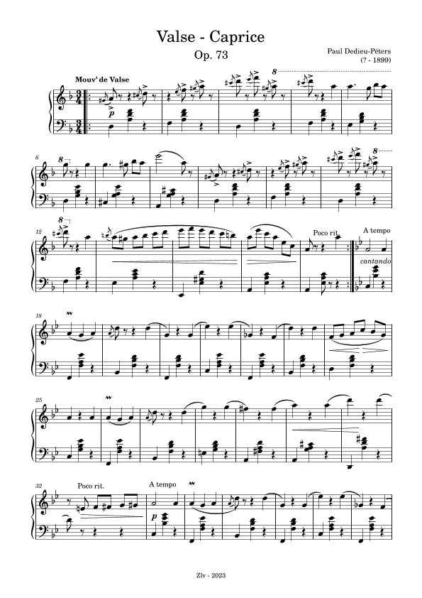 Valse Caprice, Op. 73 (arr. Zellev)