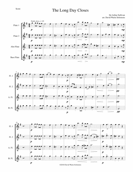 The long day closes for flute quartet (arr. David Warin Solomons)