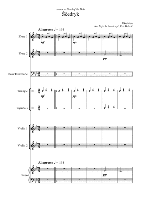 Carol of the Bells/Shchedryk (arr. Mykola Leontovych, Petr Bečvář)
