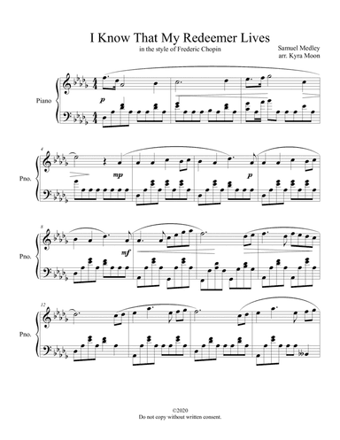 I Know That My Redeemer Lives in the style of Chopin (arr. Kyra Moon)