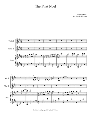 The First Noel Violin Duet (arr. Carrie Wickens)