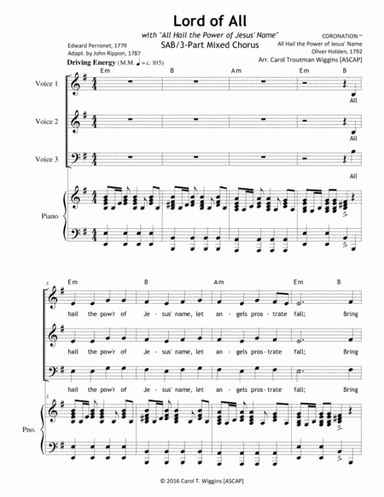 "Lord of All" with "All Hail the Power of Jesus' Name" (arr. Carol Troutman Wiggins)