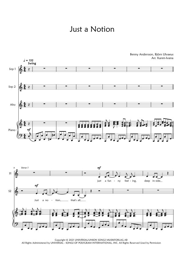 Just A Notion (arr. Karen Ivana)