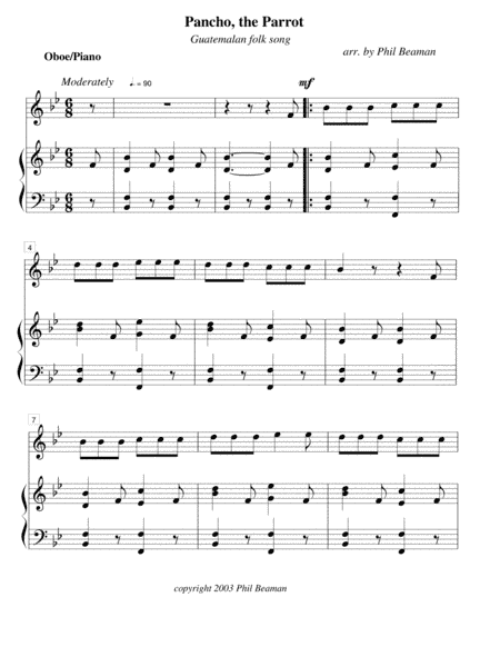 Pancho, the Parrot - oboe, piano (arr. Phil Beaman)