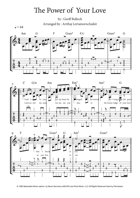 The Power Of Your Love (arr. Arithaj Lertamornchaikit)