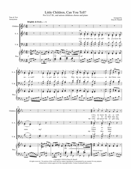 Little Children, Can You Tell (arr. Dean H Hamill)