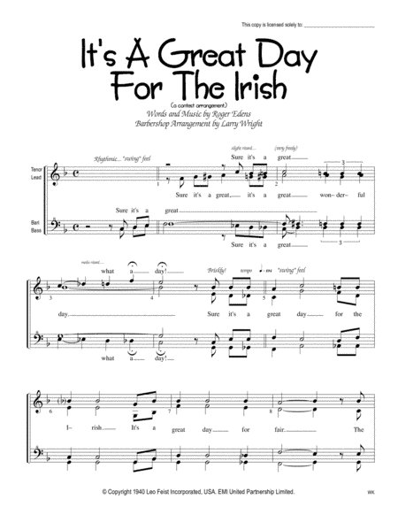 It's A Great Day For The Irish (arr. Larry Wright)