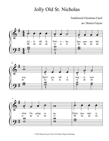 Jolly Old St. Nicholas (big alpha note notation) (arr. Dennis Frayne)