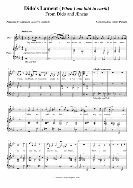 Dido's Lament [Medium High Voice; Key: Gm] (arr. Maxence Lasserre-Engberts)