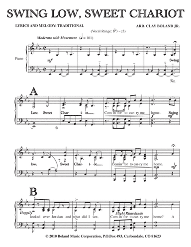 SWING LOW, SWEET CHARIOT (arr. Clay Boland Jr.)