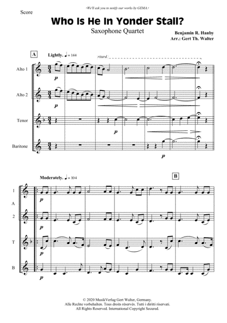 Who Is He In Yonder Stall? (arr. Gert Th. Walter)