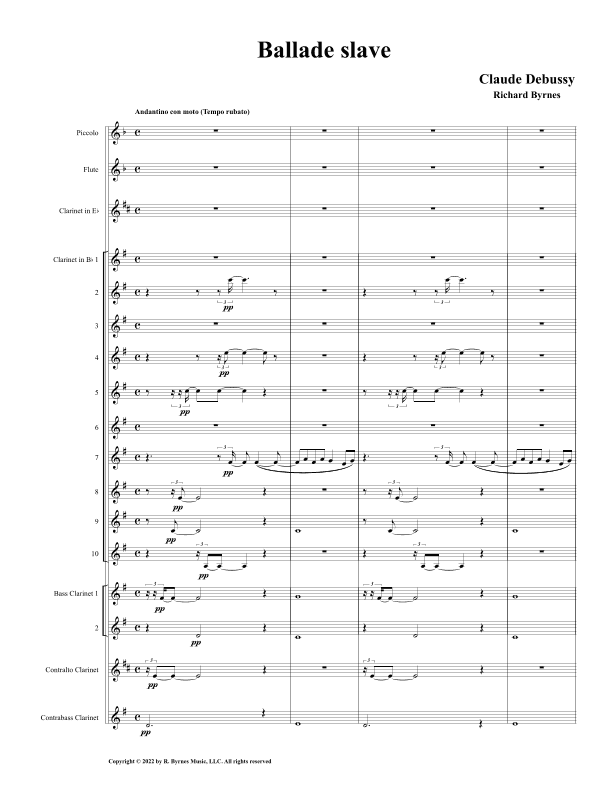 Debussy - Ballade slav (Clarinet Choir + Piccolo & Flute) (arr. Richard Byrnes)