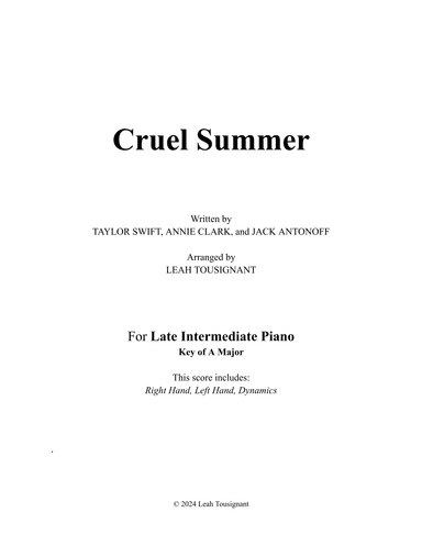 Cruel Summer (arr. Leah Tousignant)