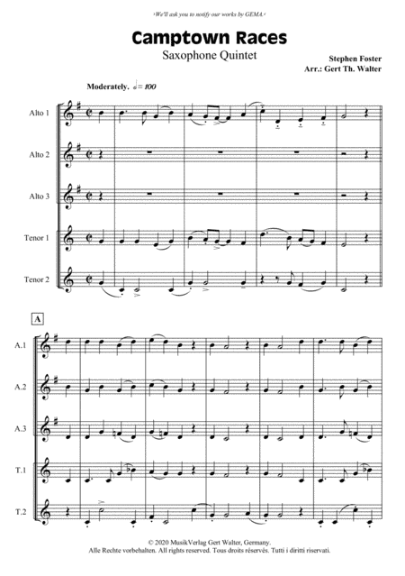 Camptown Races (arr. Gert Th. Walter)