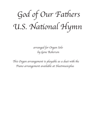God of Our Fathers  ORGAN SOLO (arr. Gene Roberson)