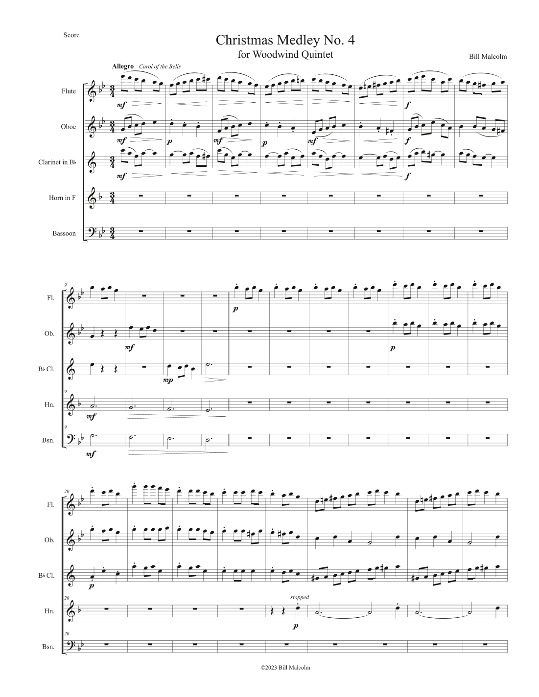 Christmas Medley No. 4 for wind quintet