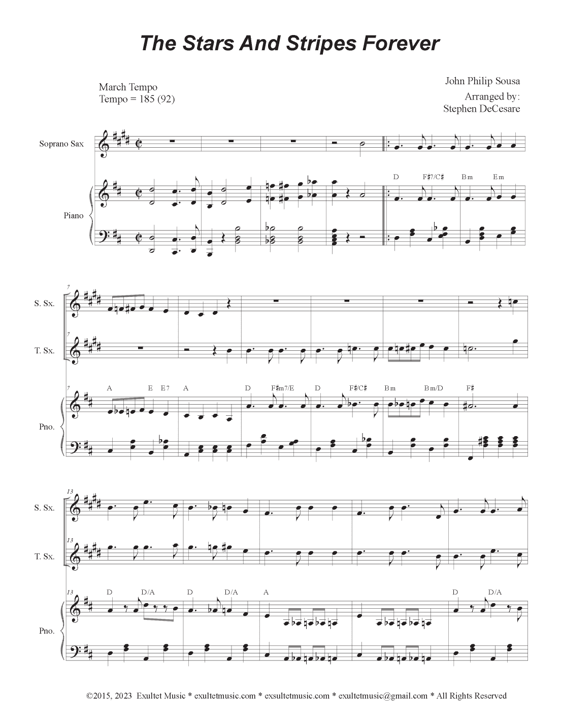 The Stars and Stripes Forever (Duet for Soprano and Tenor Saxophone) (arr. Stephen DeCesare)