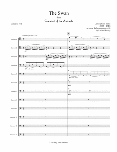 Swan (from Carnival of the Animals) (arr. Richard Ramey)