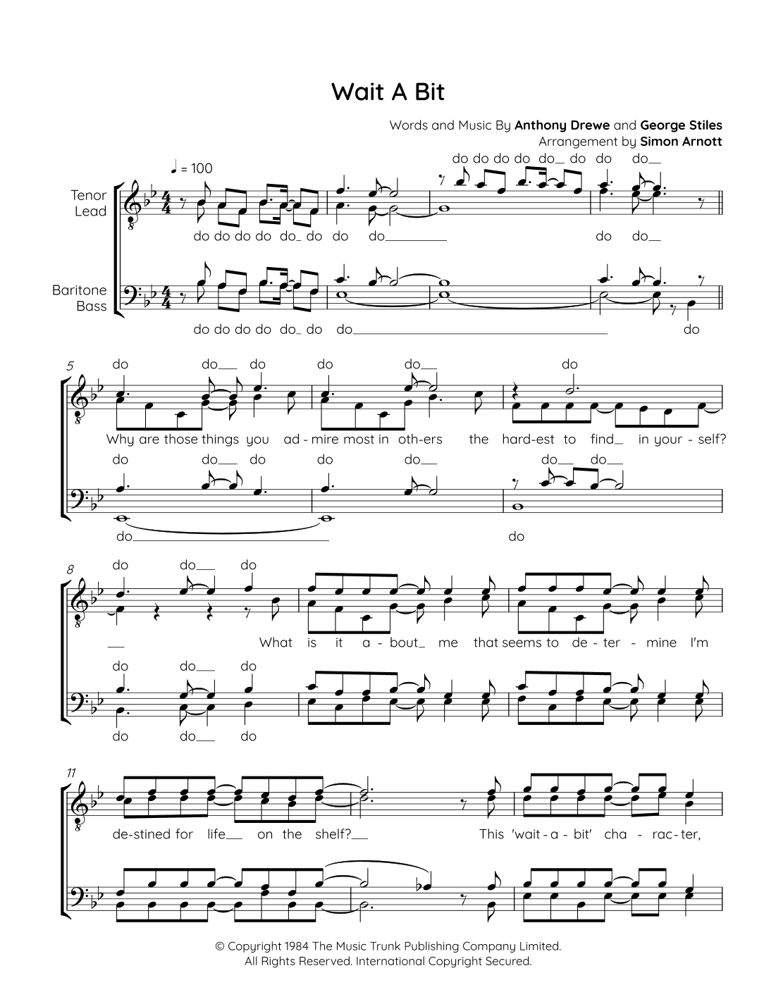Wait A Bit (arr. Simon Arnott)