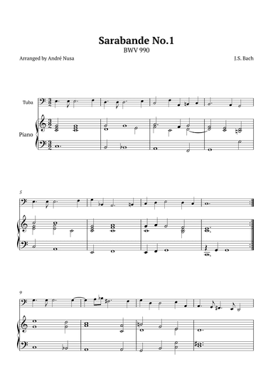 Sarabande No.1 BWV 990 (arr. André Nusa)