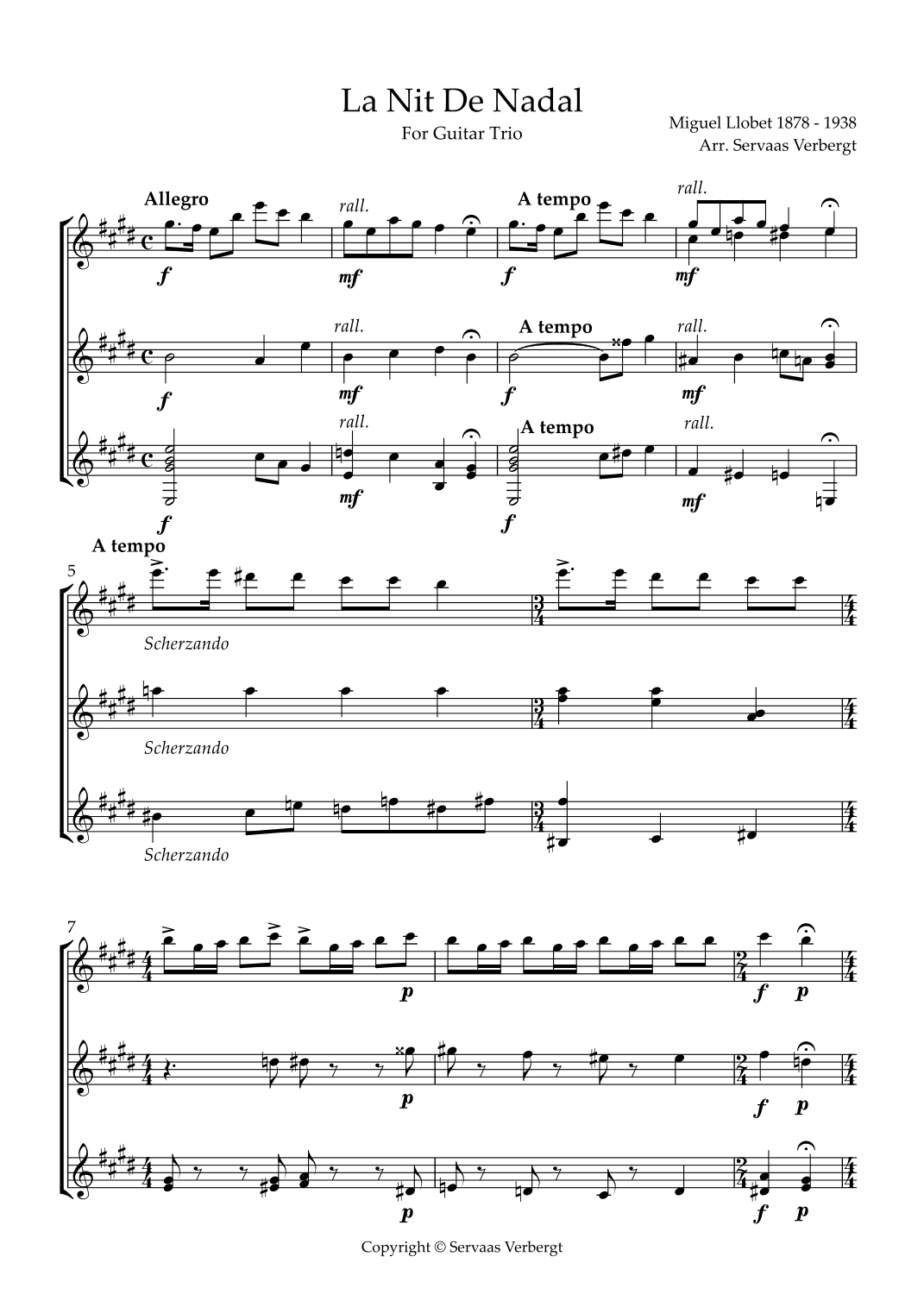 La Nit De Nadal (arr. Servaas Verbergt)