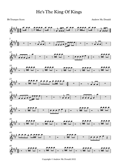 He's The King Of Kings Bb Trumpet Score