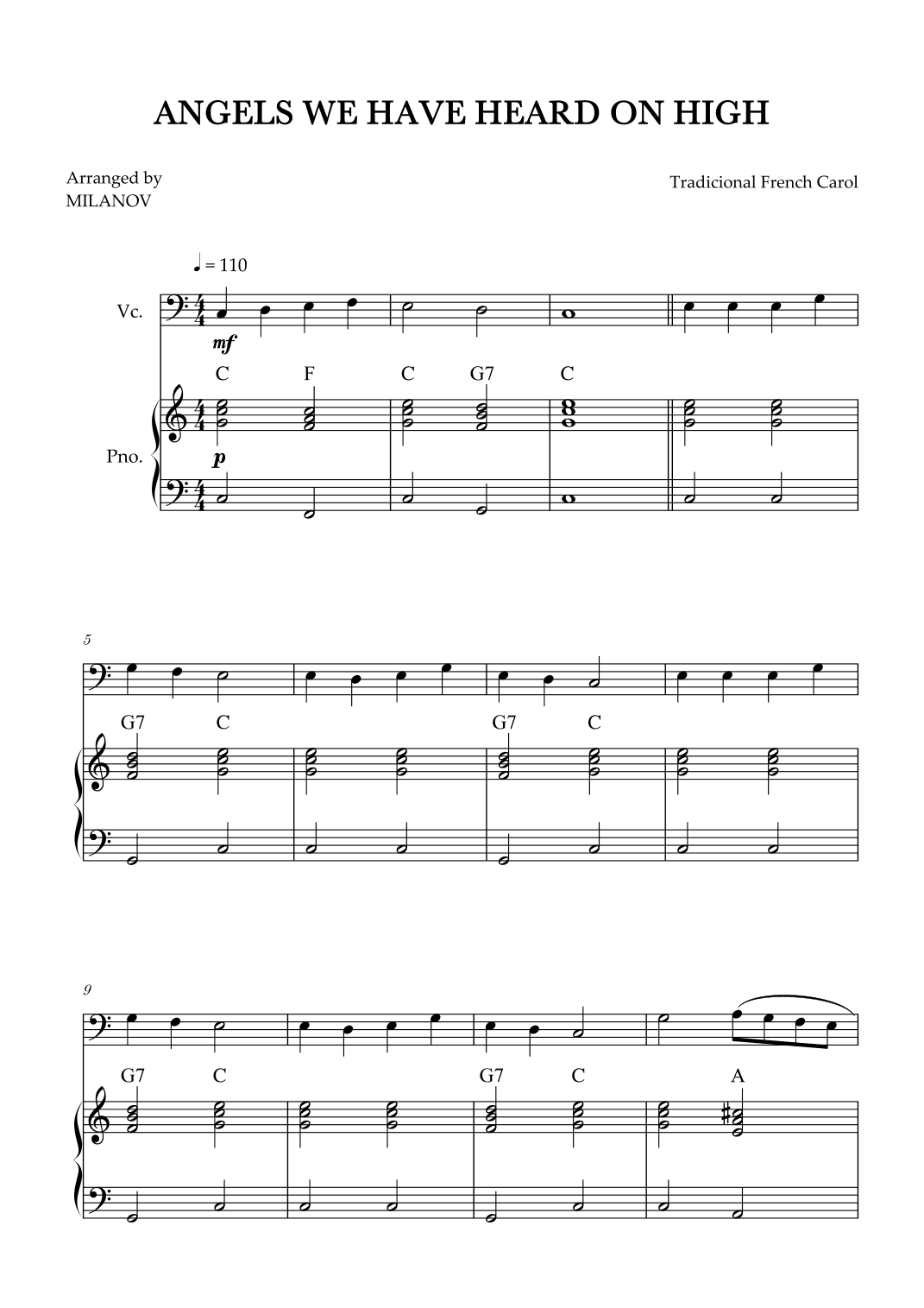 Angels We Have Heard on High | Christmas song | cello | easy beginner | Chords (arr. Milanov)