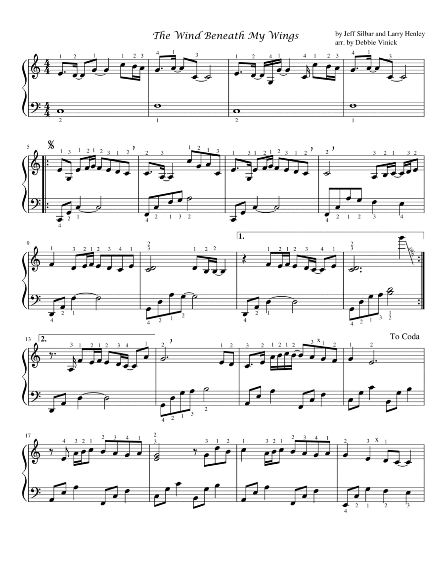The Wind Beneath My Wings (arr. Debbie Vinick)