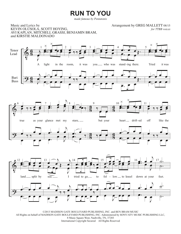 Run To You (arr. Greg Mallett)