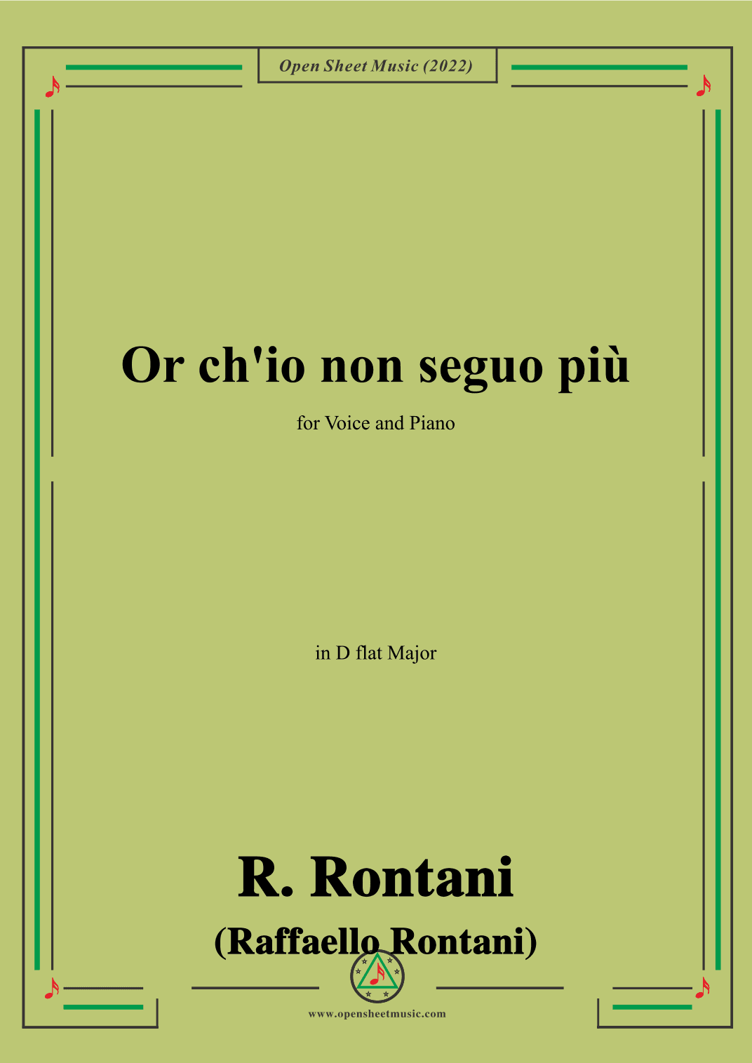 R. Rontani-Or ch'io non seguo più,in D flat Major (arr. OSM Press)