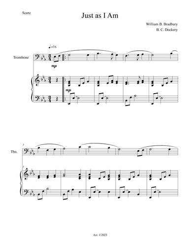 Just As I Am (Trombone Solo with Piano Accompaniment) (arr. B. C. Dockery)