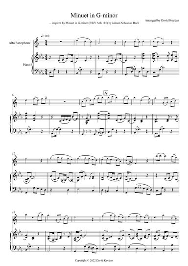 Minuet in G-minor - EASY (alto sax & piano) (arr. David Kocijan)