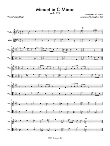 Minuet in C Minor, Anh 121 (arr. Christopher Bell)