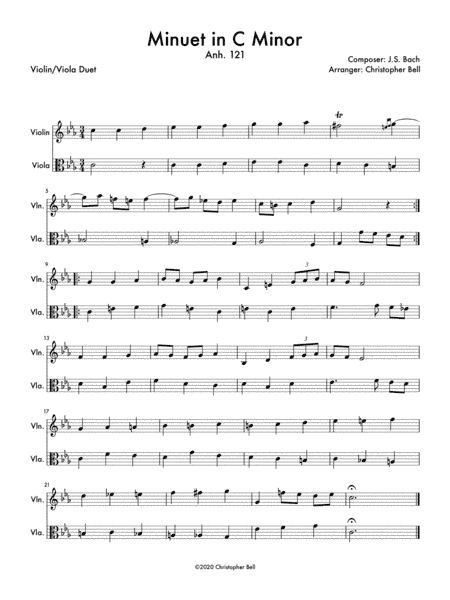 Minuet in C Minor, Anh 121 (arr. Christopher Bell)