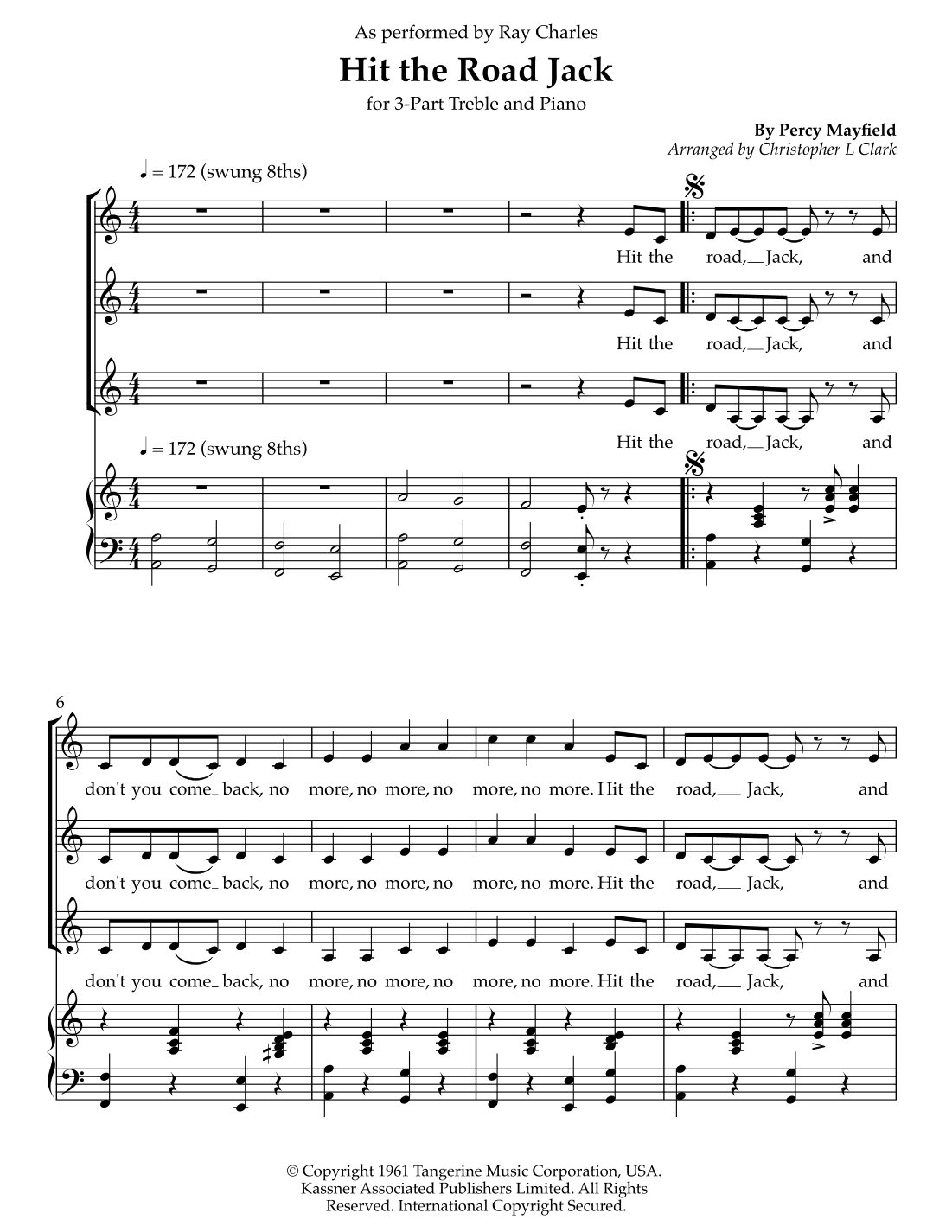 Hit The Road Jack (arr. Christopher L Clark)
