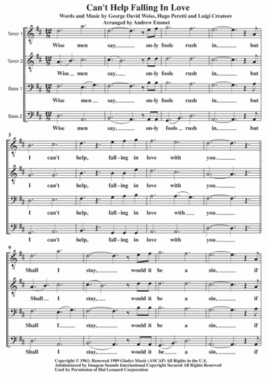 Can't Help Falling In Love (arr. Andrew Emmet)
