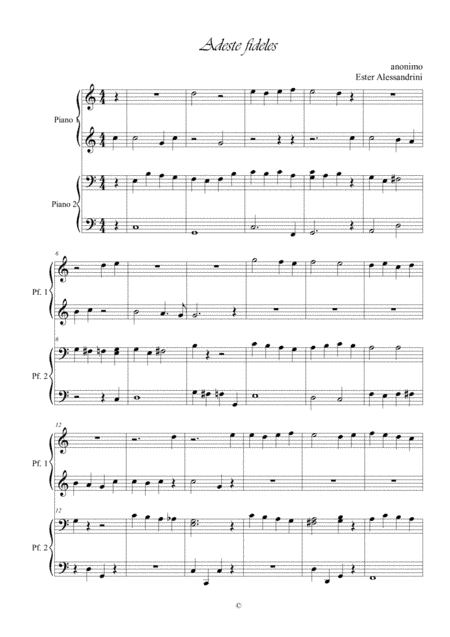 Adeste fideles . Piano 4 hands (arr. Ester Alessandrini)