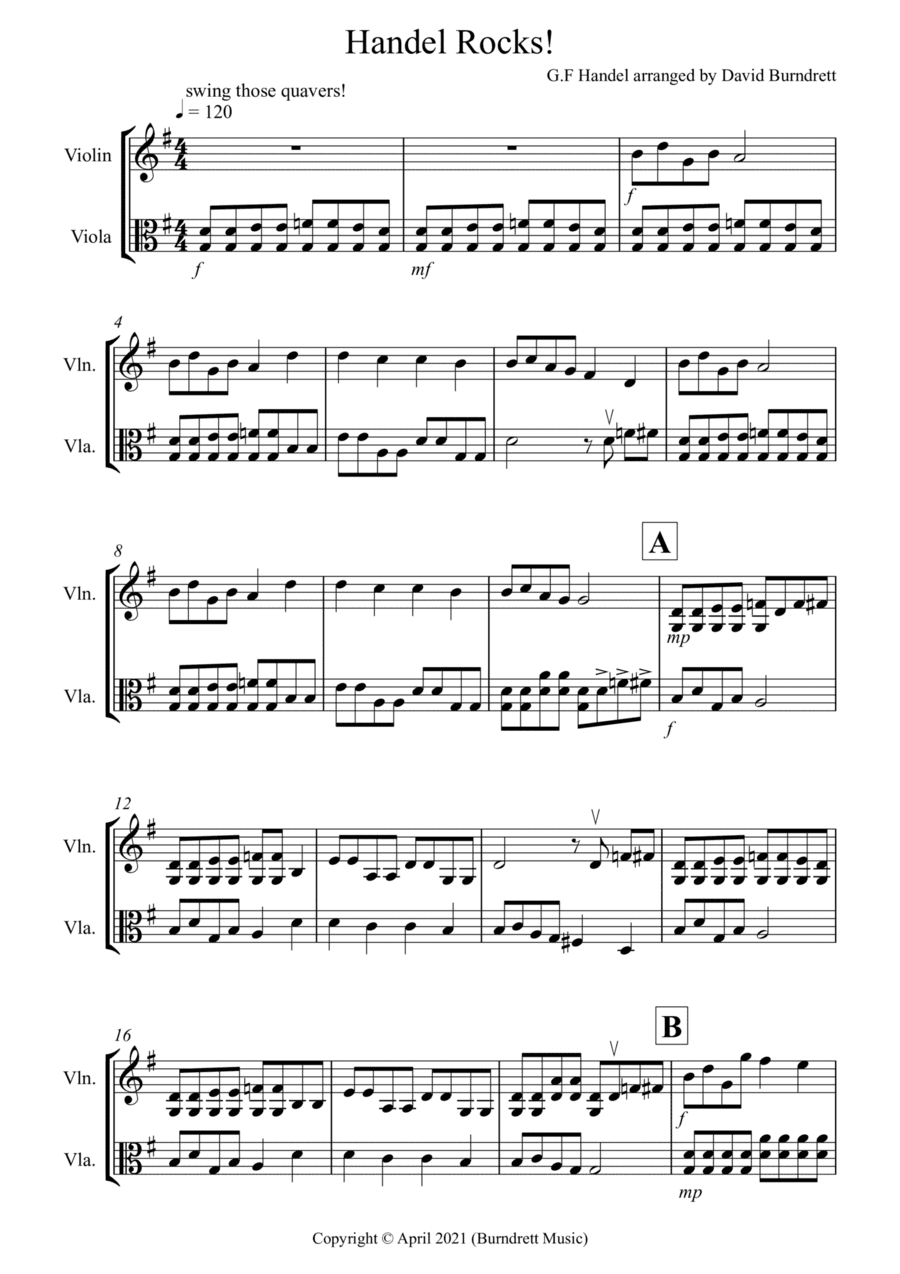 Handel Rocks! for Violin and Viola Duet (arr. David Burndrett)