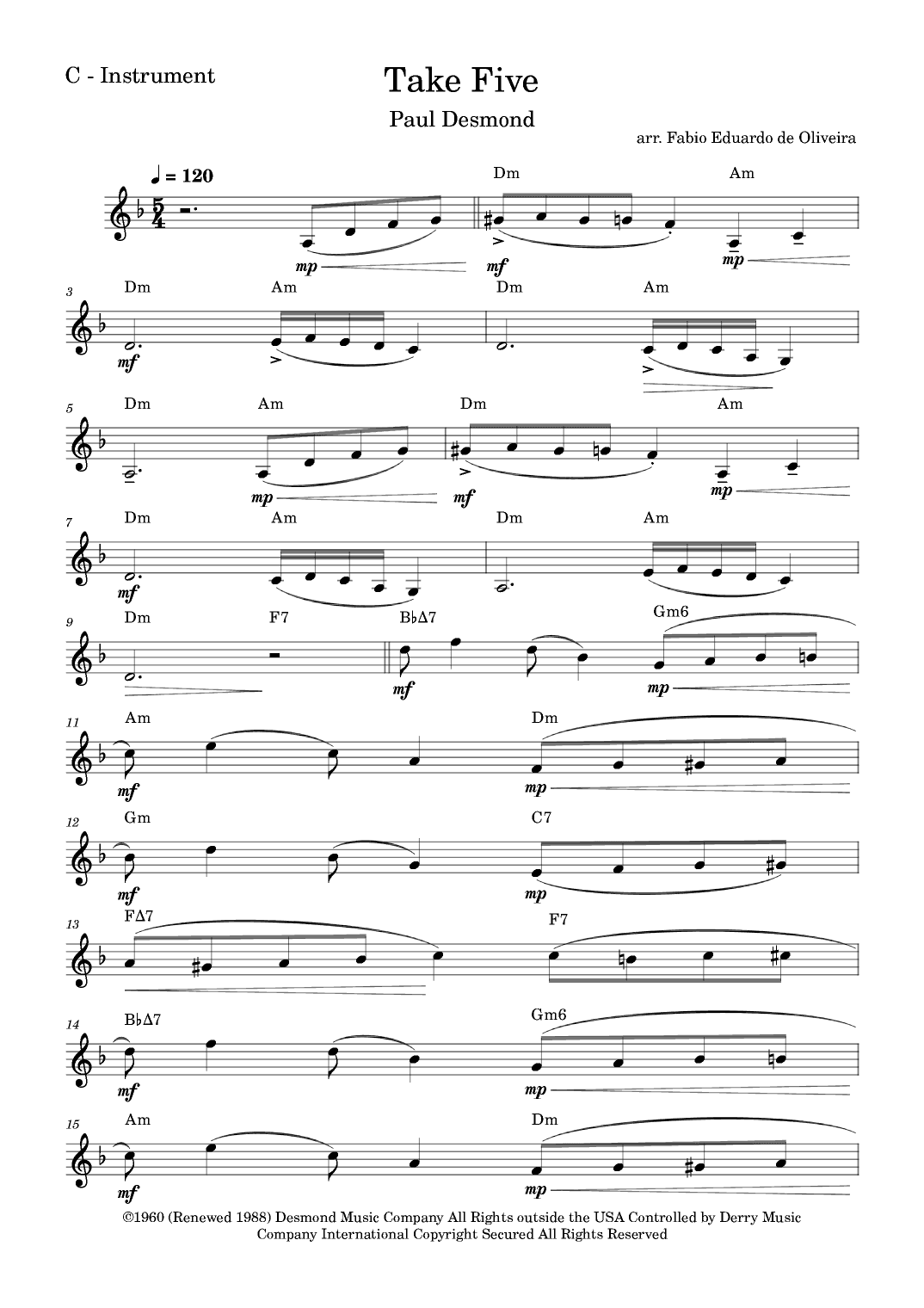 Take Five (arr. Fabio Eduardo de Oliveira)