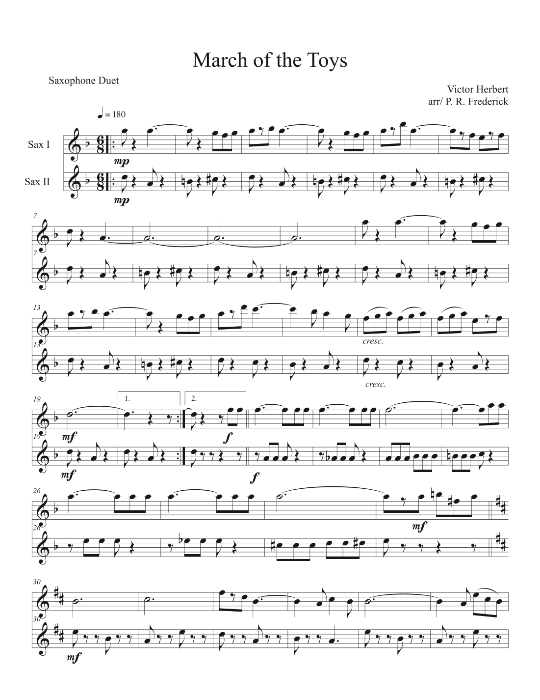 March of the Toys (Saxophone Duet) (arr. P. R. Frederick)