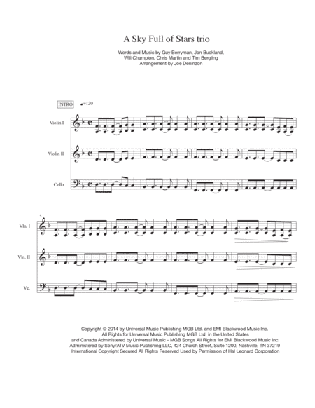 A Sky Full Of Stars (arr. Joe Deninzon)