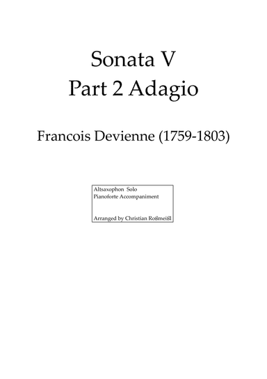 Sonata V Part 2 for Altosax (arr. Christian Roßmeißl)