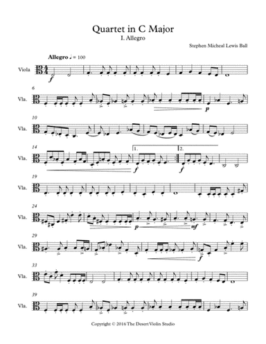 String Quartet in C Major Viola