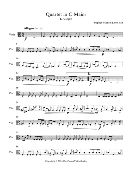 String Quartet in C Major Viola