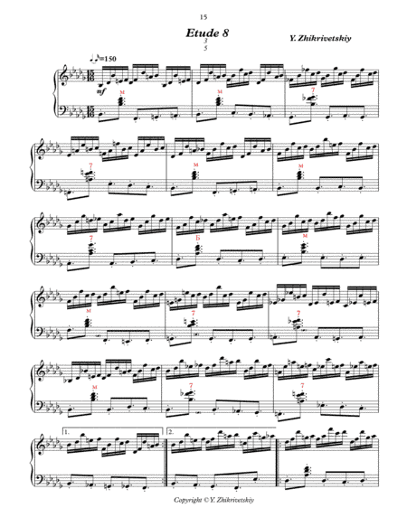Polyrhythmic etude #8 for accordion: 5 in the left hand - 3 in the right.