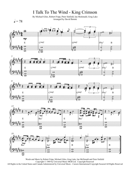 I Talk To The Wind (arr. David Bertok)
