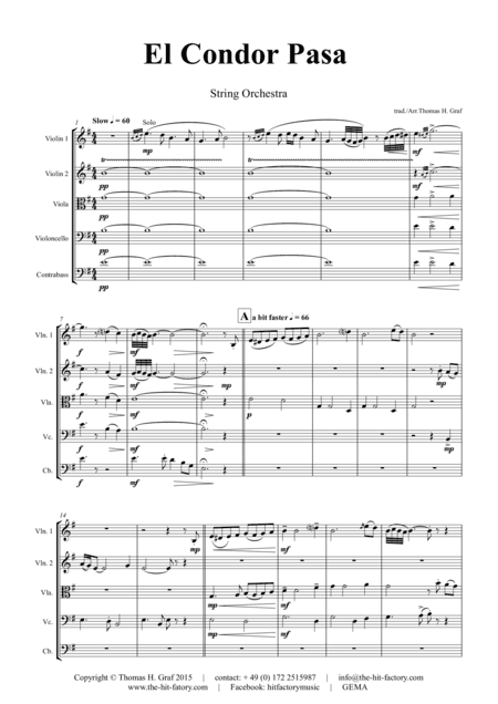 El Condor pasa - Peruvian Folk Song - String Orchestra (arr. Thomas H. Graf)