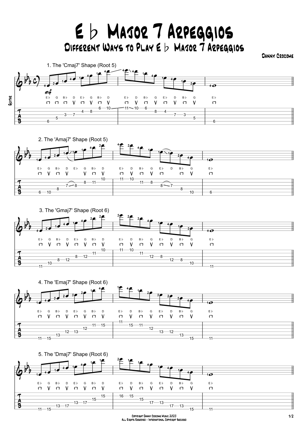 Eb Major 7 Arpeggios (5 Ways to Play)