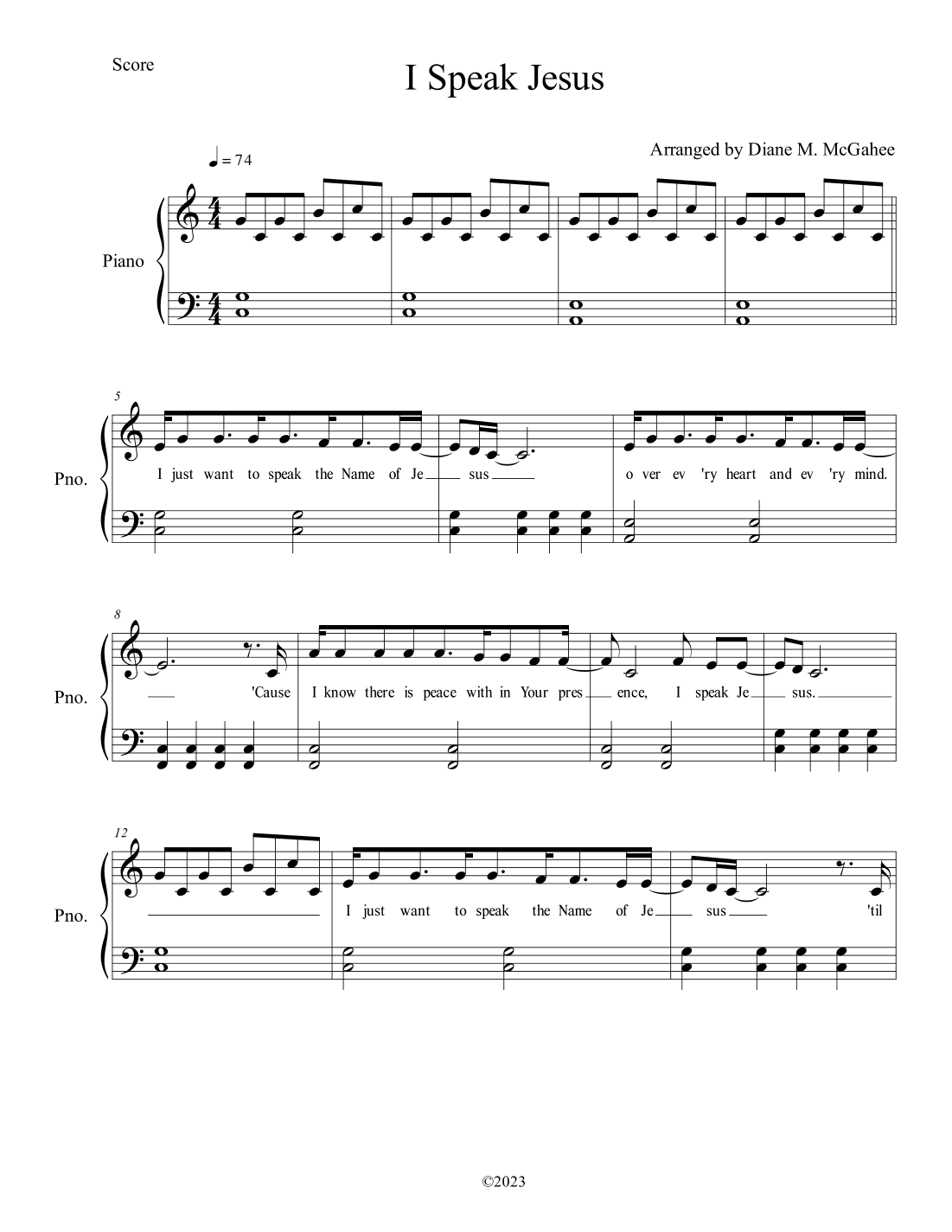 I Speak Jesus (arr. Arranged by Diane M. McGahed)